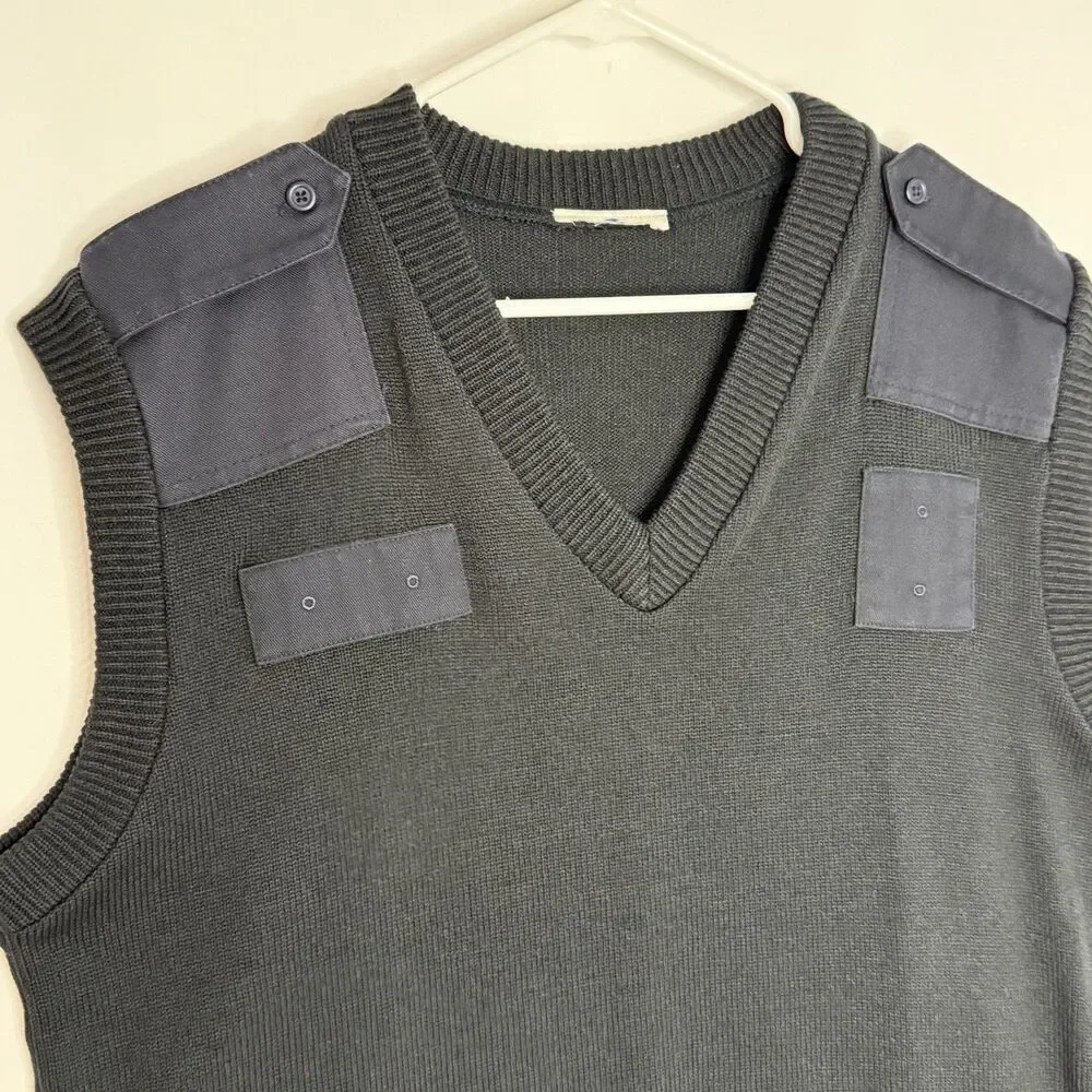 Sweater Vest Uniform Black With Blue Knit Size L VF Imagewear